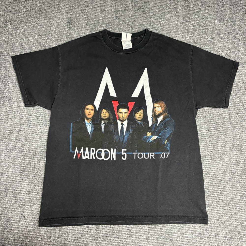Maroon 5 Tour 07 Graphic T Shirt‎ Mens Black Short Sleeve Cotton Size L